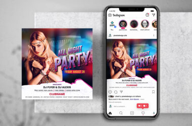 All Night Party Free Instagram PSD Banner