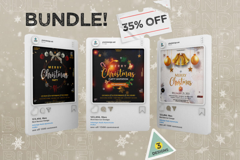 35% OFF | 3 Christmas Instagram Banner Templates