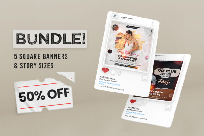 50% OFF | 5 Events Party Instagram Banner Templates
