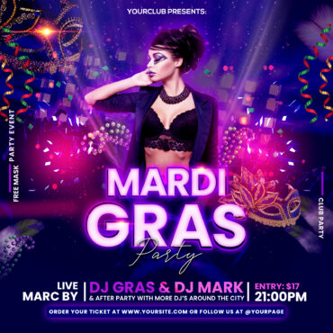 Mardi Gras Party Events Instagram PSD Templates