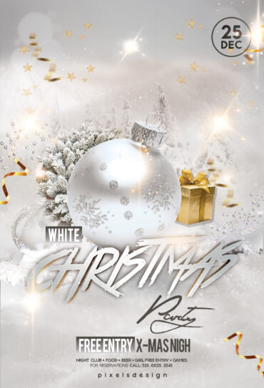 White Christmas Time Flyer Template (PSD)