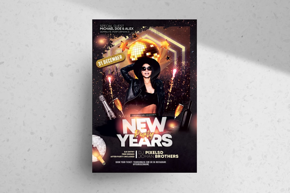 2023 New Years Party Free Flyer Template (PSD)