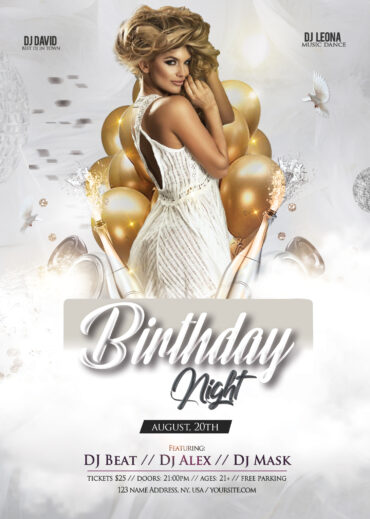 Birthday Elegant Party Flyer Template (PSD)