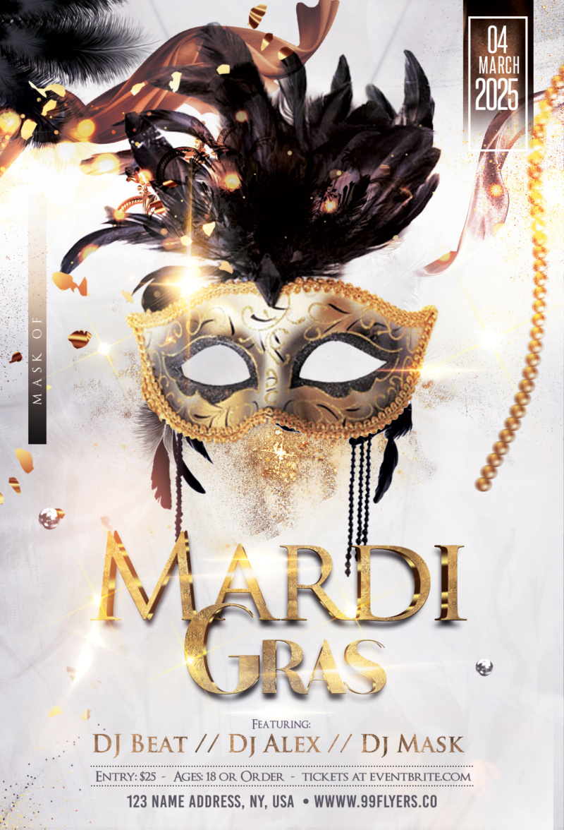 Mardi Gras Party Flyer Template (PSD)