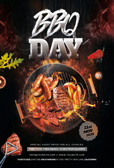 BBQ Event Party PSD Flyer Template