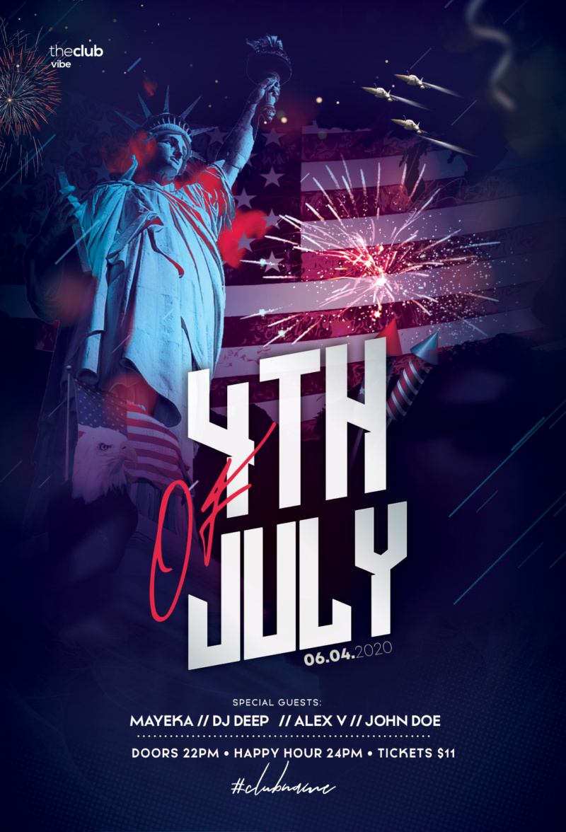 4th July Party Flyer Template (PSD)