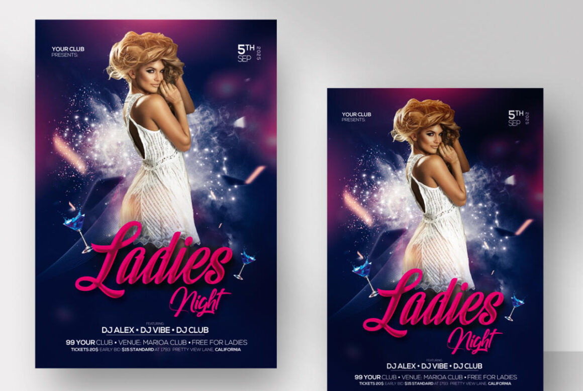 Ladies Night Out is a Premium Flyer design to promote your next event party, girls vibe night events, after party & more. Everything is editable inside Photoshop.