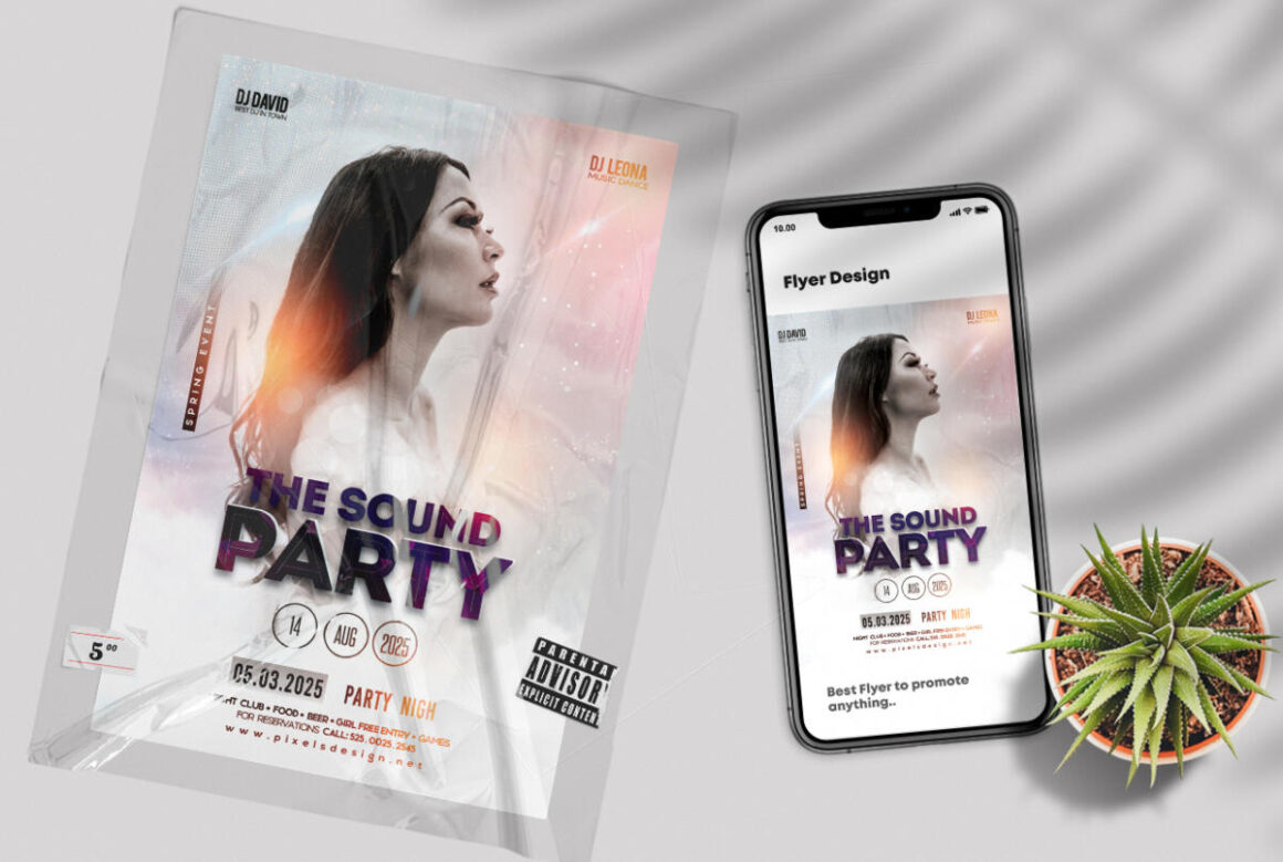 White Sound Party Flyer Template (PSD)