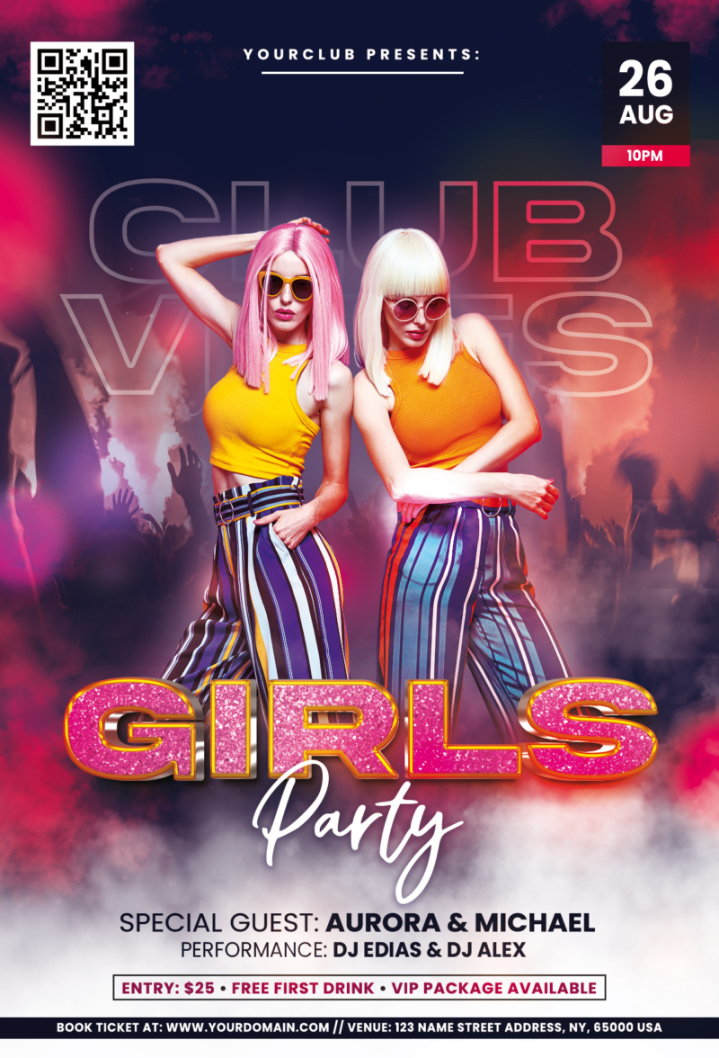 Girls Party Event Flyer Template (PSD)
