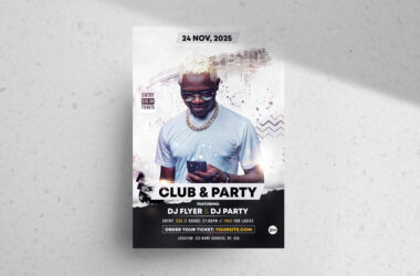 White Club Party Free PSD Flyer Template