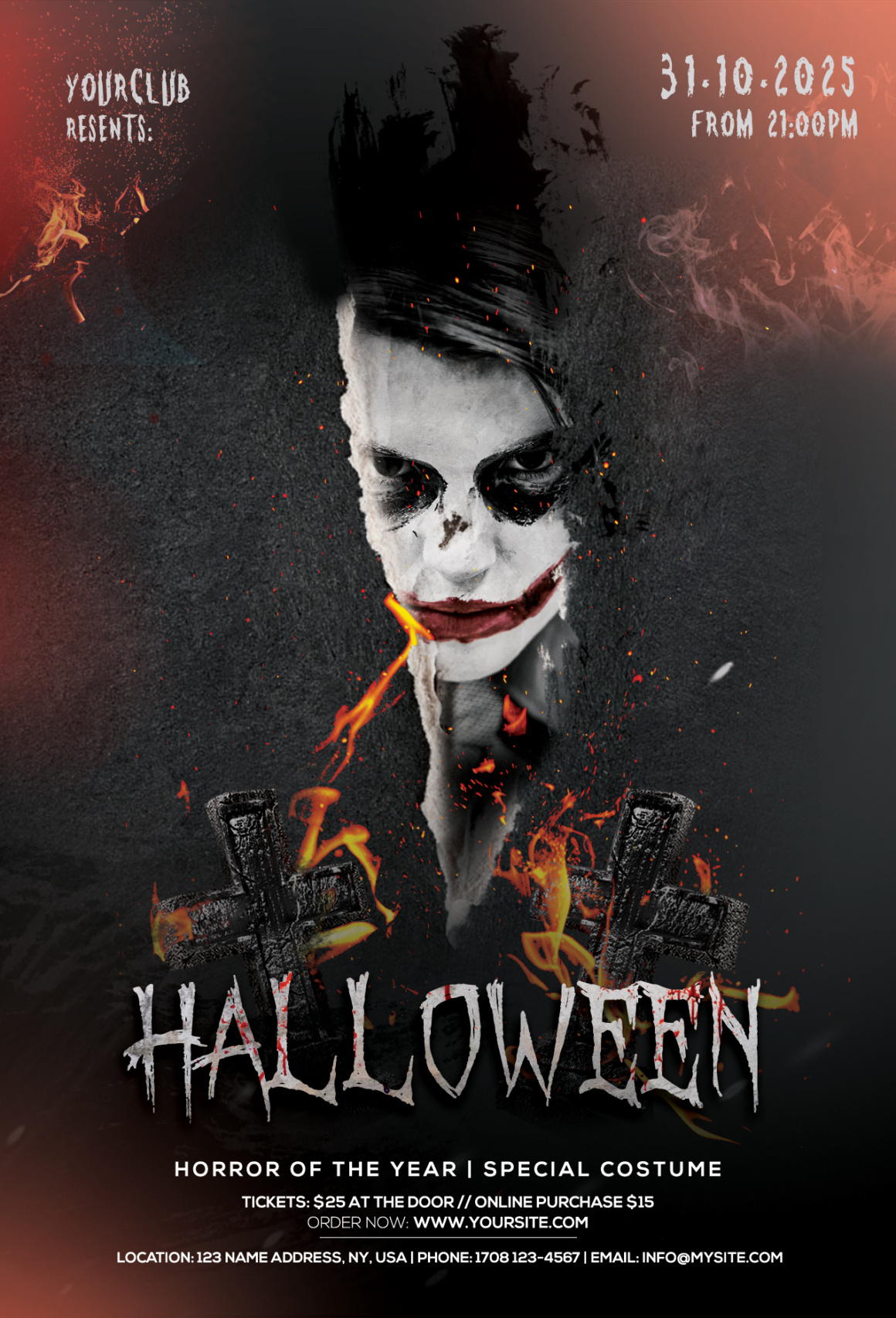 Halloween Joker Night Flyer Template (PSD)