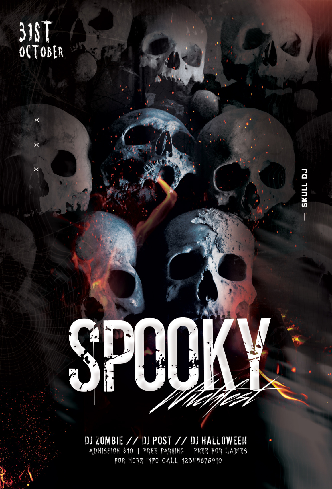 Halloween Skull Night Flyer Template (PSD)