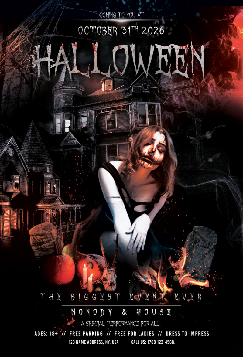 Vampire Halloween Party Flyer Template (PSD)
