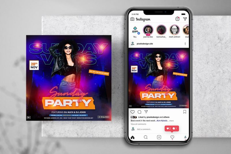 Sunday Party Free Instagram PSD Banner