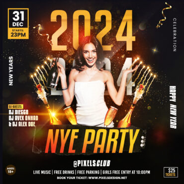 2024 New Year Party PSD Instagram Templates