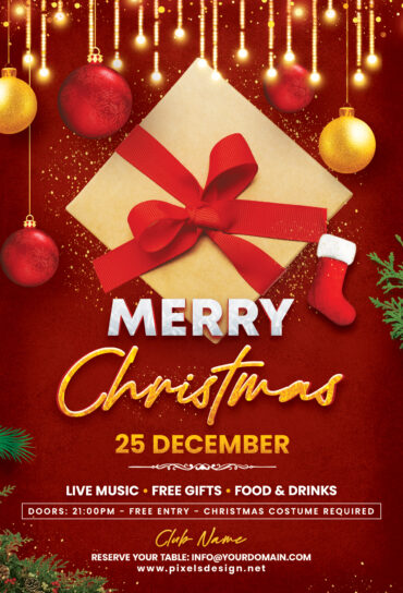 Elegant Merry Christmas Invitation Flyer Template