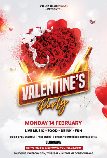 White Valentine's Party Flyer Template