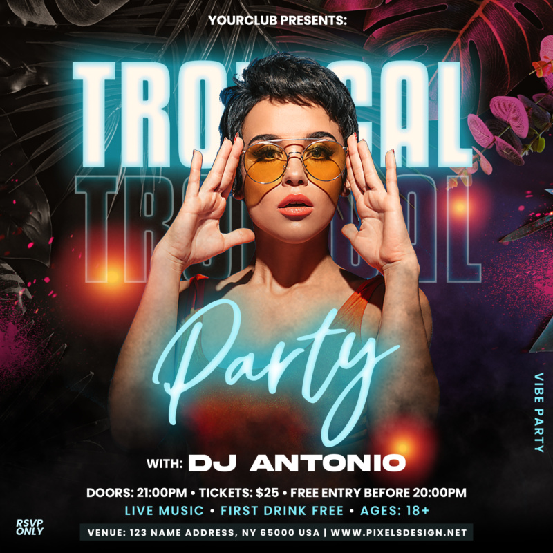 Tropical Party Performance Instagram PSD Templates