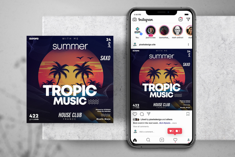Tropic Summer Party Free Instagram Banner
