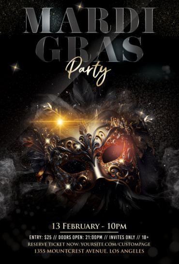 Mardi Gras Luxury Flyer Invitation Template