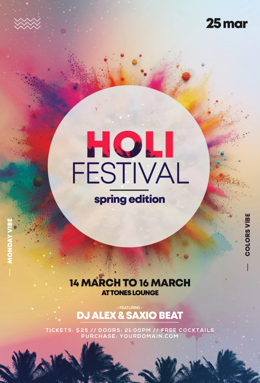 Holi Festival Party Flyer Template (PSD) - PixelsDesign